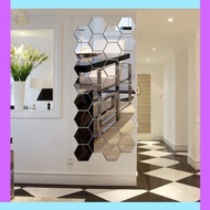 HIASAN DINDING Mirror wall Sticker Mirror wall Sticker acrylic Hexagonal impo ORIGINAL