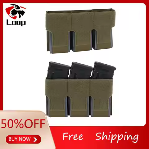 Triple Magazine Pouch |Elastic Kangaroo Rifle Mag Holster| 5.56/9mm Magazines Holder Pocket with Hoo