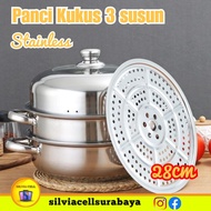 Steamer Panci Kukus Dandang Stainless Steel Soup 3 Susun