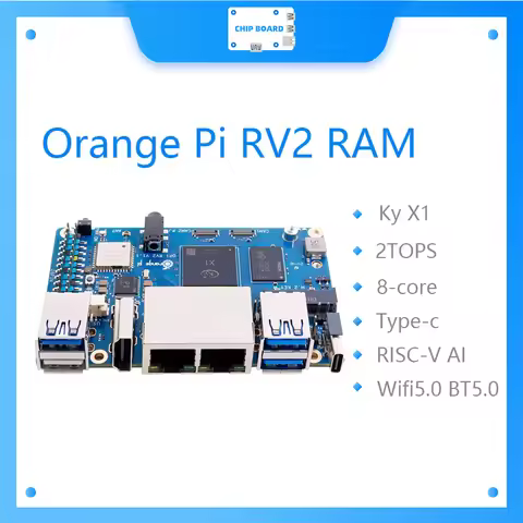 Orange Pi RV2 RAM Single Board Computer DDR4 8-Core RISC-V 2TOPS AI CPU WiFi BT5.0 BLE M2 PCIE SSD M
