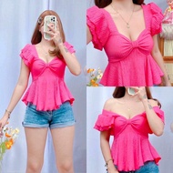 ♞Barbara Peplum Ribbon Sexy Top