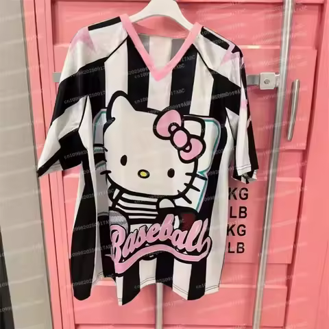 Summer Men Tshirt y2k Sanrio Hello Kitty Tshirt Y2K Sportswear Sports Tops Men T-Shirt Jersey Cartoo