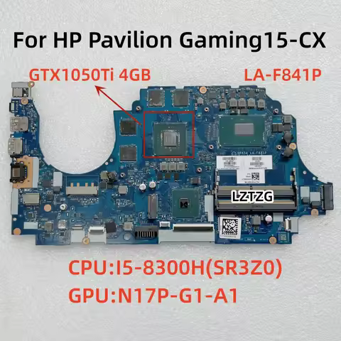 LA-F841P For HP Pavilion Gaming 15-CX Laptop Motherboard CPU I5-8300H GTX1050Ti 4GB L20301-601 100% 