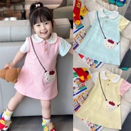 Korean Korean Girls Summer New Style Stitching Sweet Western Style Cute Embroidered Bear Bag Baby Gi