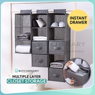 Multiple Layer Wardrobe - Cotton and Linen Storage Hanging Bag Clothes Closet Pocket Penyimpan Almar