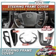 Toyota Mitsubishi Steering Wheel Frame Trim Cover Steering Control Panel Garnish Carbon Shining Blac