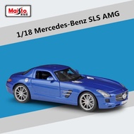 Maisto 1:18  Benz SLS AMG ล้อแม็กรถสปอร์ตรุ่น D Iecast โลหะของเล่นยานพาหนะรถรุ่นจำลองคอลเลกชันเด็กขอ