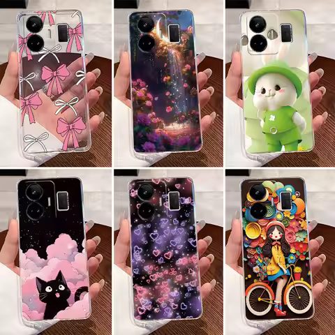 For Realme GT Neo5 240W Case Realme GT Neo 5 5SE Neo5 SE GT3 Phone Case Clear Luxury Cute Love Rabbi
