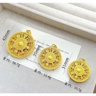 Ancient Method Sand Gold Swastika Fu Eight Treasure Compass Pendant Copper Gold-Plated Fu Charac