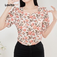 Lovito Elegant Blouse Flowers Spring/summer Blouse for Women L164LD043 Lovito Blaus Elegan Bunga unt
