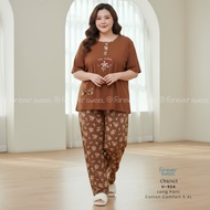 Super Jumbo Babydoll Pajama Oneset 5XL - Short Sleeves Long Pants Full Bloom I SweetFOREVER V-924