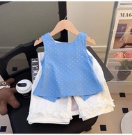 Fashionable Dots Summer Kids Suit 2Pcs