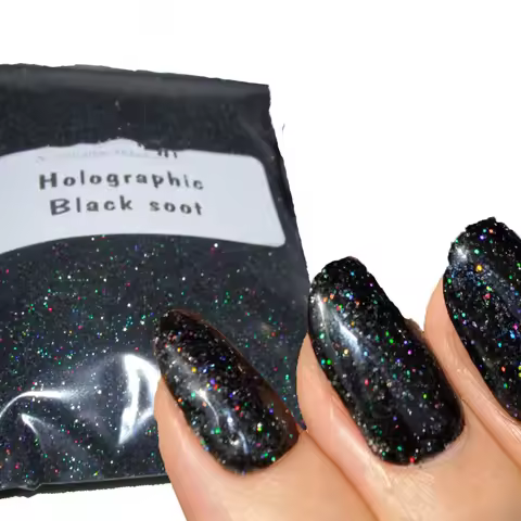 Holographic Fine Glitter Powder - 50g/1.76oz Black Nail Art Glitter for Resin, 0.008" Non-Toxic Extr