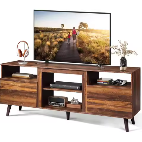 65 Inch TV Stand with 58 Inch Wide Entertainment Center and Dual Storage Cabinets for Living Room, B