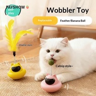 FAYSHOWSG Suction Cup Cat Teaser Wand, Feather Attachment Tumbler Design Tumbler Base Feather Toy,  