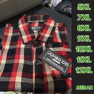 Kemeja Cowok Jumbo Flanel Lengan Panjang Pria Big Size Kotak kotak Ukuran Besar Flannel Distro Overs
