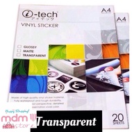 Itech Vinyl sticker waterproof Glossy Matte and transparent A4 20pcs