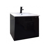 NOBEL | CPA-9060-BK Ceramic Basin | Black PVC 2 Door Basin Cabinet with Built in Ceramic Basin for T