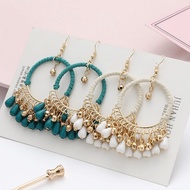 Handmade Boho Vintage Beads Tassel Wedding Earrings Indian Jhumka Ethnic Gold Color Round Drop Earri