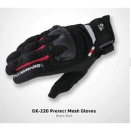 MERAH KOMINE GK-220 gloves Komine GK 220 black gloves with red trim