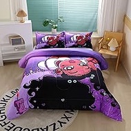 African American Black Girl Comforter Set for Kids and Adults, Twin Size Purple Hair Girl Bedding Co
