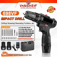 698VF Cordless Drill Screwdriver Screw Driver 2 Speed Drill Bits Bateri Li-Ion Battery Mesin Hand Dr