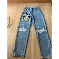 Waist-Bleached Jeans Inches Authentic Brand-Name Hands ️Mommish Style Decorated Legs At The Knee 2 H