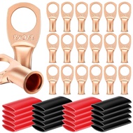 Landhoow 20 Pcs UL Test Wire Lugs 8 Gauge Stud Ring Terminals, 8 Gauge Wire Connectors, Heavy Duty C