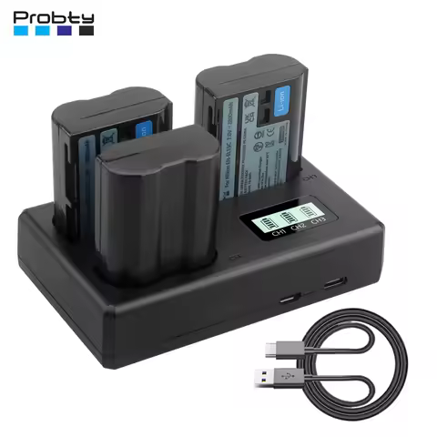 Probty EN-EL15 EN-EL15C Battery+ LCD Three Channel Charger For Nikon Z5 Z6 Z6 II Z7 Z7II D780 D850 D