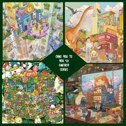 New Chaoyou Scene Stickers 4.0 Special Oil Fantasy Series Stage Symphony Cat Language Dinosaur Town