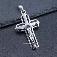 銀革手作 925 純銀 邊框 立體 耶穌 十字架 吊墜