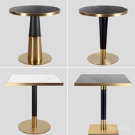 Edged Table Restaurant Stainless Steel Dining Table and Chairs Light Luxury Coffee Rock Slab Commerc