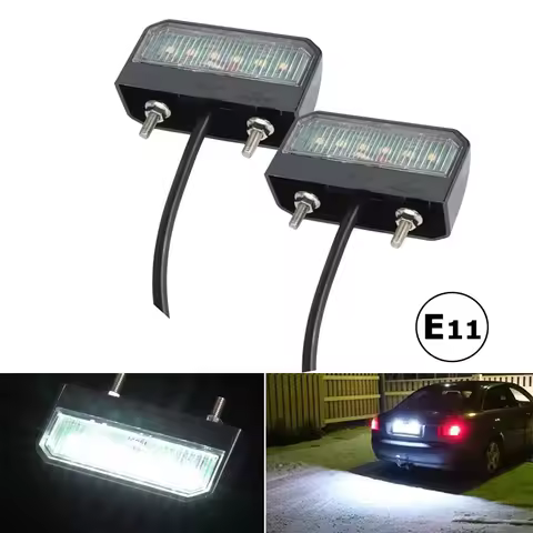 2x Waterproof 6 LED 12V 24V Car License Number Plate Lights Trailer Rear Tail Lamp E11 for Boat Truc