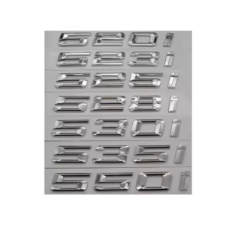 Chrome Silver Number Letters Trunk Badge Emblems for BMW 5 Series 520i 523i 525i 528i 530i 535i 540i
