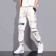 Classic Streetwear Casual Men Ribbons Harem Jogging Pants Male Slim Fit Spring Cargo Pants Multi-Pockets Women Trouser X96