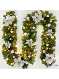 2.7m 聖誕裝飾 Led 藤條花環花環燈門掛裝飾品人造聖誕樹壁爐裝飾