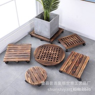 Movable Solid Wood Flowerpot Base with Universal Wheel Wooden Flower Stand Indoor Flower Pot Holder Thickened Pot Elevat