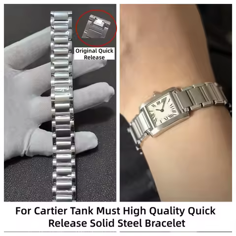 For Cartier Tank Must 16mm/19mm/23mm High Quality Quick Release Solid 316 Stainless Steel Bracelet R