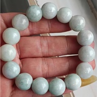 Burmese Jadeite 8633-A2 Yang Green Bracelet (Free Certificate) 15 Beads, Bead Diameter 13.8mm, Weigh