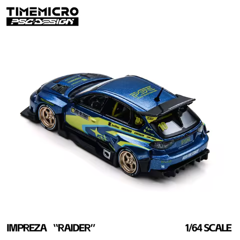 TimeMicro 1:64 Blue Yellow Rally Sports Car Diecast Alloy Model Racing Livery Mini Vehicle For Hobby