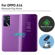 (GHAZY) FLIP CASE OPPO A54 A55 A16 CLEAR VIEW COVER MIRROR STANDING