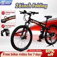 Basikal Gunung Lipat Dewasa 26 Inch 21 Speed Folding Mountain Bike Carbon Steel Frame Adult Bicycle