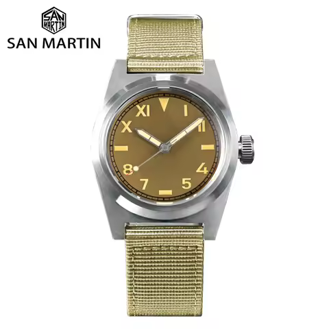 San Martin 38mm Men Pilot Watch YN55 Vintage Military Enthusiasts Sapphire Automatic Mechanical Watc