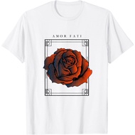 Stoicism Amor Fati Rose Latin Quote T-Shirt