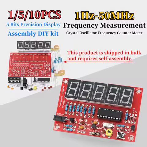 1/5/10PCS 1Hz-50MHz Crystal Oscillator Frequency Counter Meter 5 Bits Digital Precision Display LED 