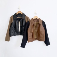 Her Goods Store AB496 Korean Outer/Outerwear/Jacket/Jacket/Women's Outer/Leather Jacket