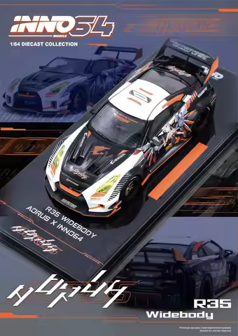 INNO 1:64 R35 WIDEBODY AORUS X INNO64/SKYLINE Australia/TOP SECRET/R34 Die-Cast Car Models Gifts