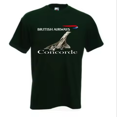 British Airways Concorde Retro British Aircraft Travel Pilot T-Shirt Short Sleeve Casual 100% Cotton