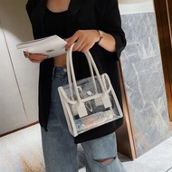 KY@D Women's Bag2022New Women's Bag Fashion Korean Style Plastic Transparent Bag Jelly Summer Beach Bag Female Portable