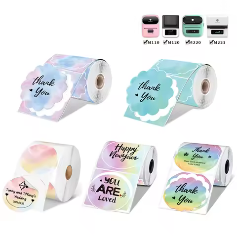 M110 1.96"x1.96" Gradient Merry Christmas Thermal Adhesive Label Roll, suit for phomemo M110/M200/M1